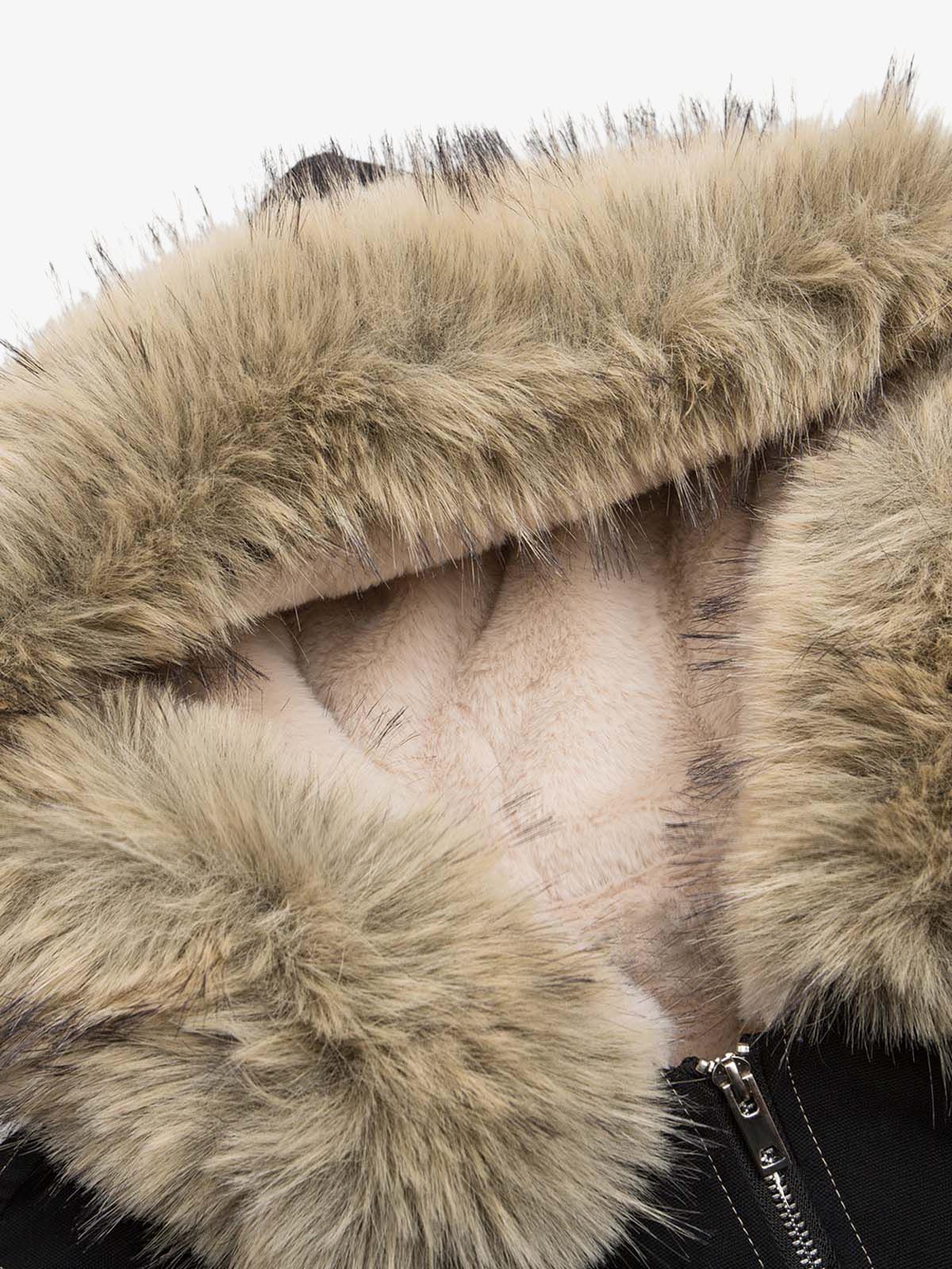 Faux Fur Lined Zip Up Winter Hooded Bomber Jacket - 2560 - Image 16