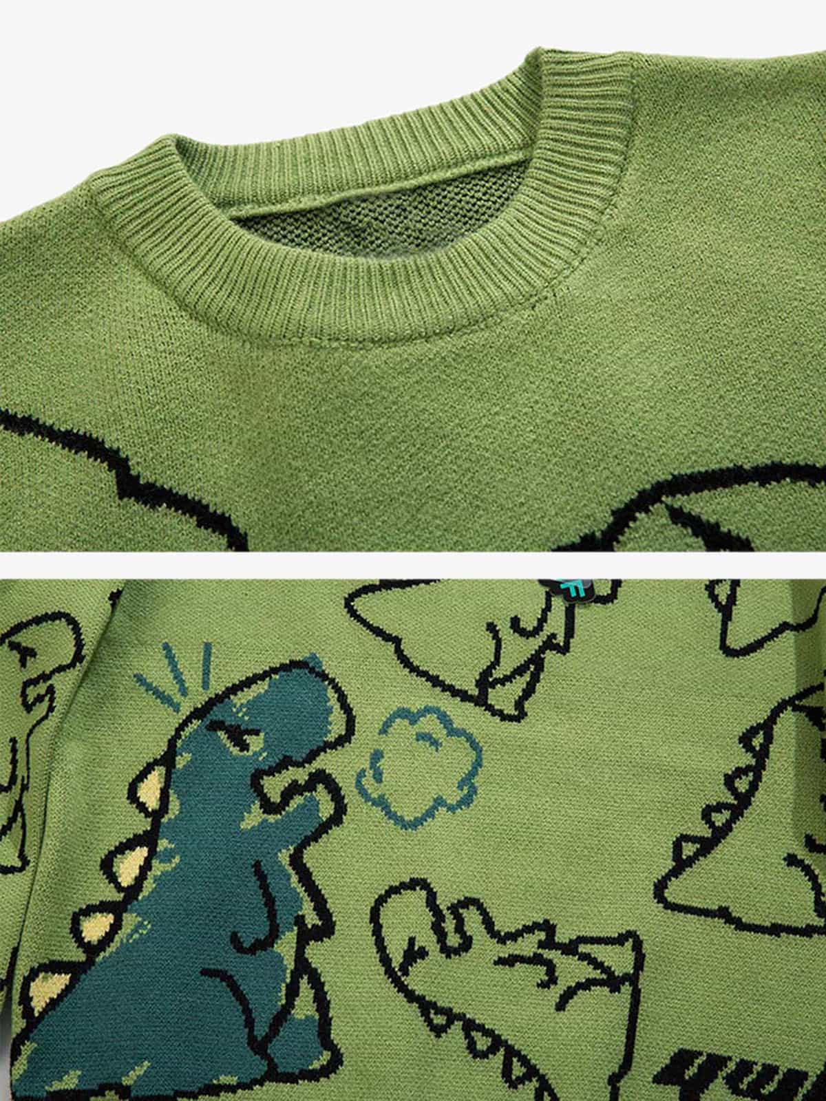 Thesupermade Cartoon Dinosaur Printed Sweater - 1004 - Image 6