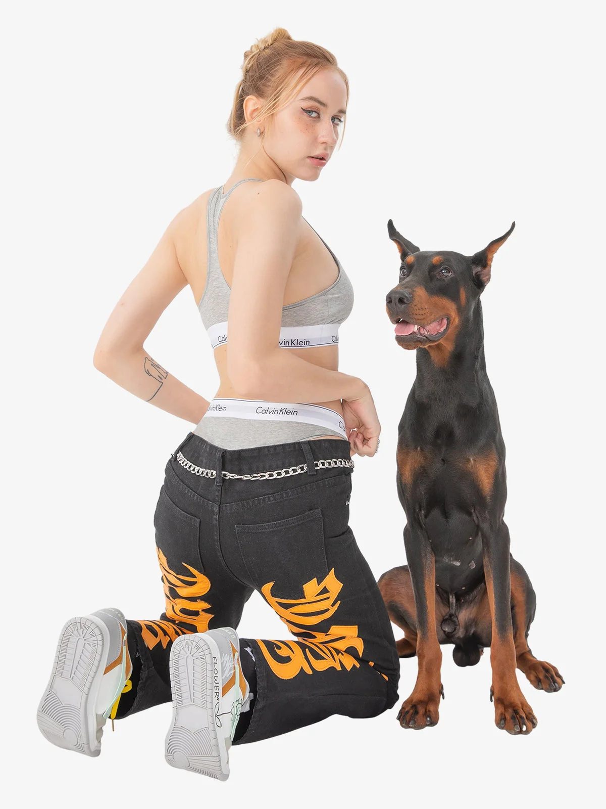 Thesupermade Burning Text Embroidered Letters Jeans -1478 - Image 12