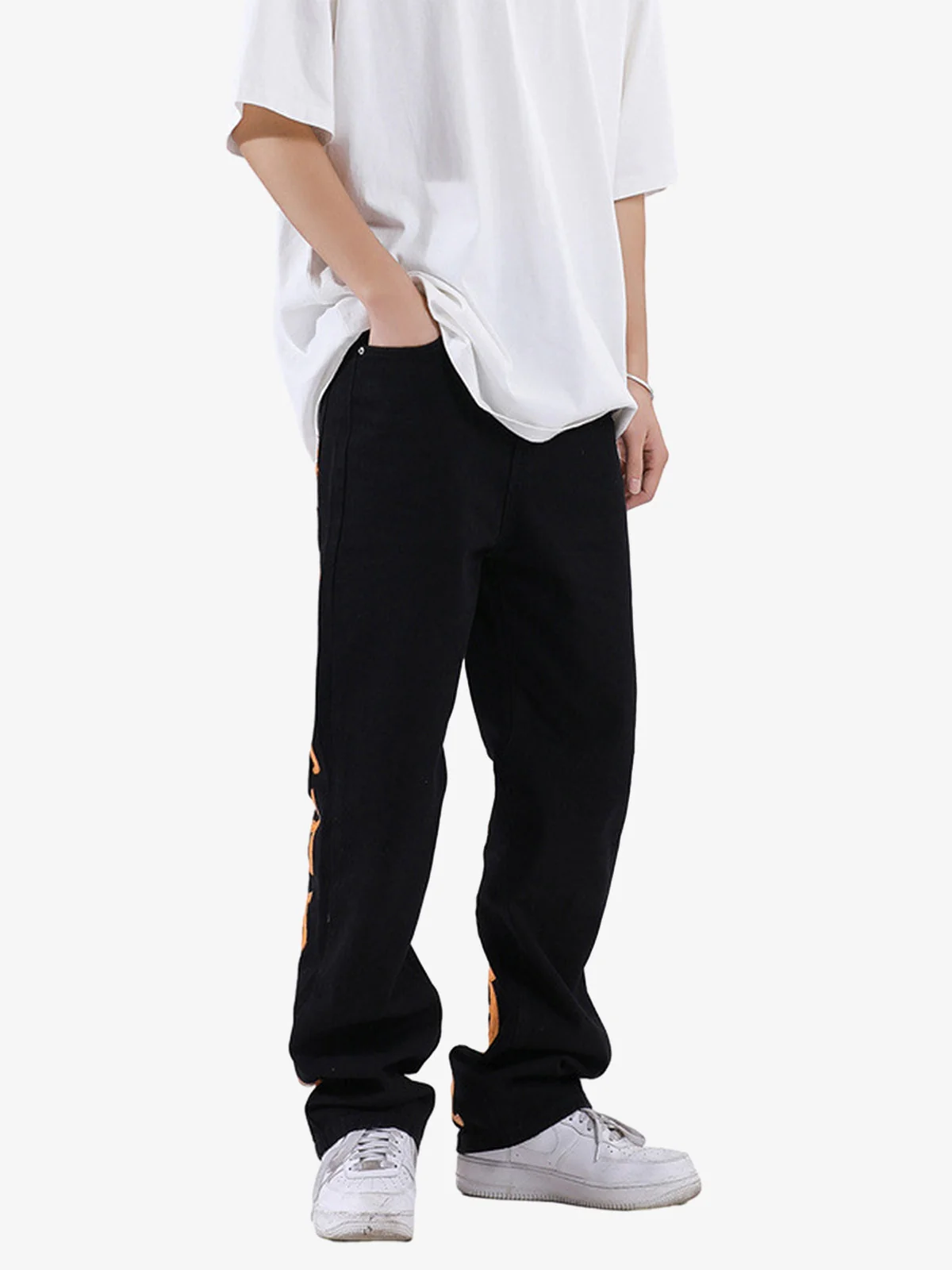 Thesupermade Burning Text Embroidered Letters Jeans -1478 - Image 14