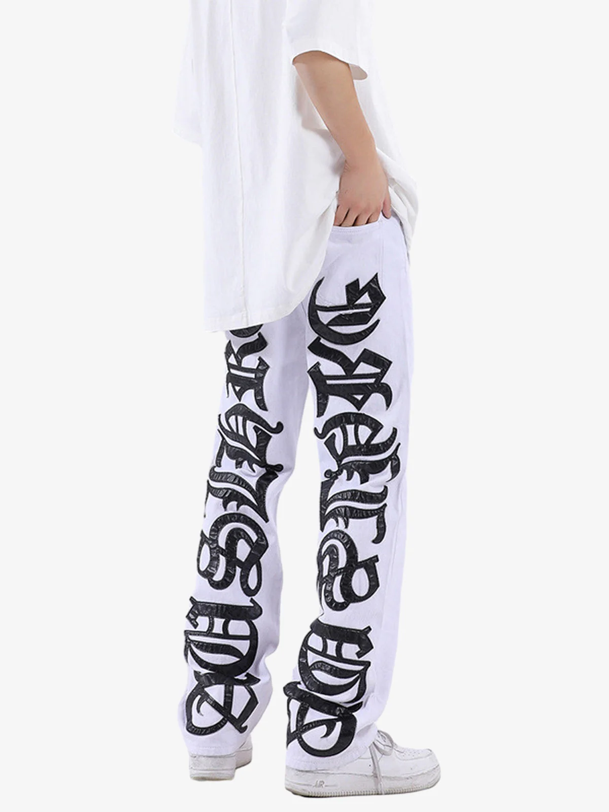 Thesupermade Burning Text Embroidered Letters Jeans -1478 - Image 20