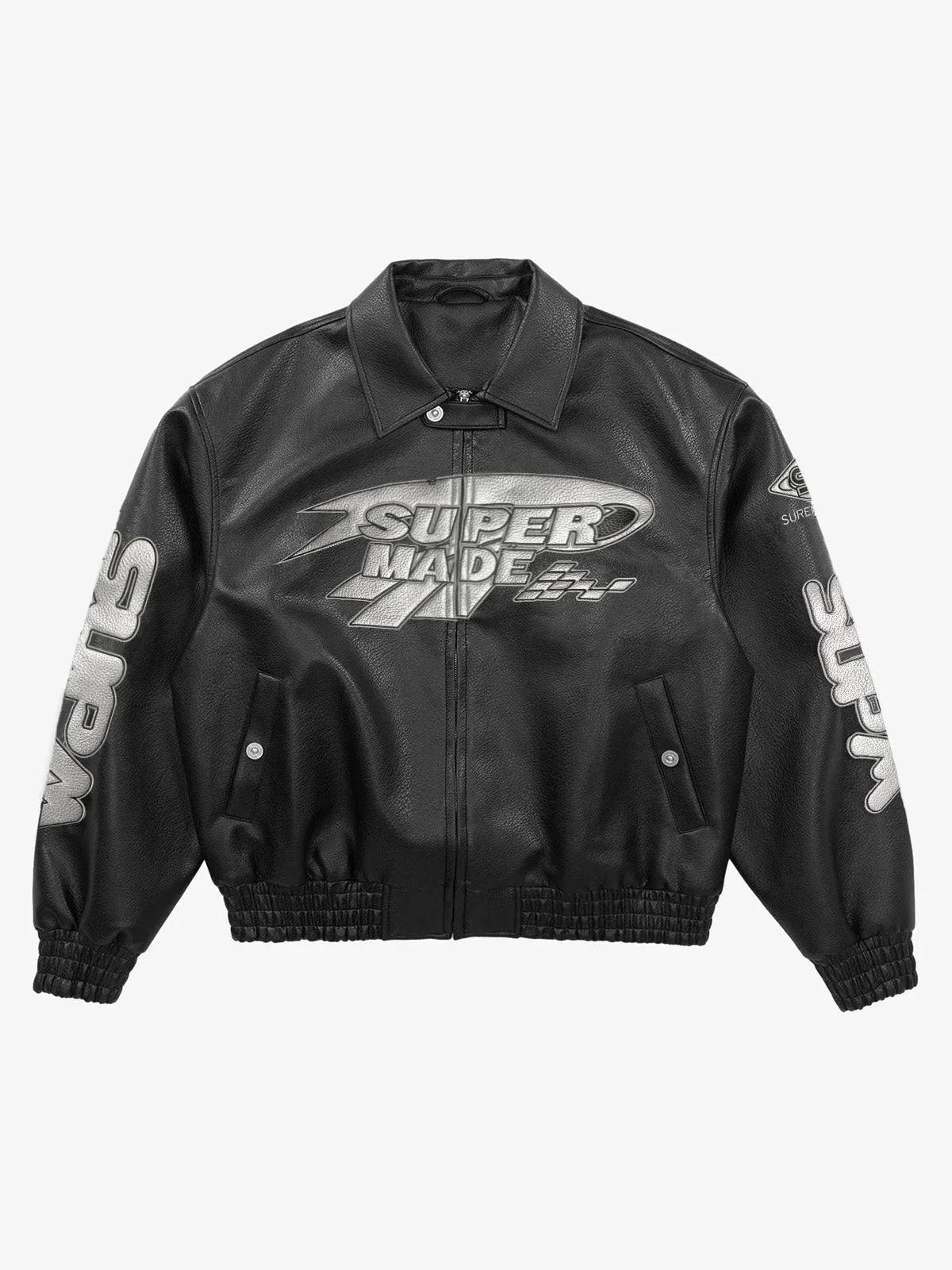 Faux Leather Vintage Street Black Air Jacket - 1821 - Image 13