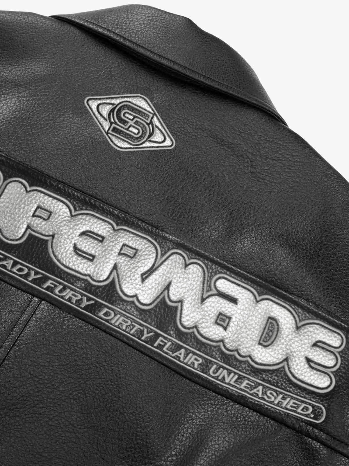 Faux Leather Vintage Street Black Air Jacket - 1821 - Image 15