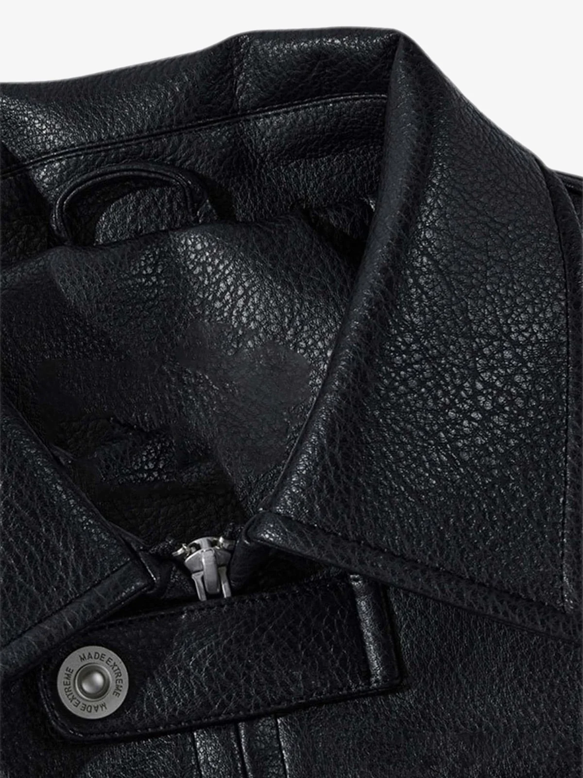 Faux Leather Vintage Street Black Air Jacket - 1821 - Image 17