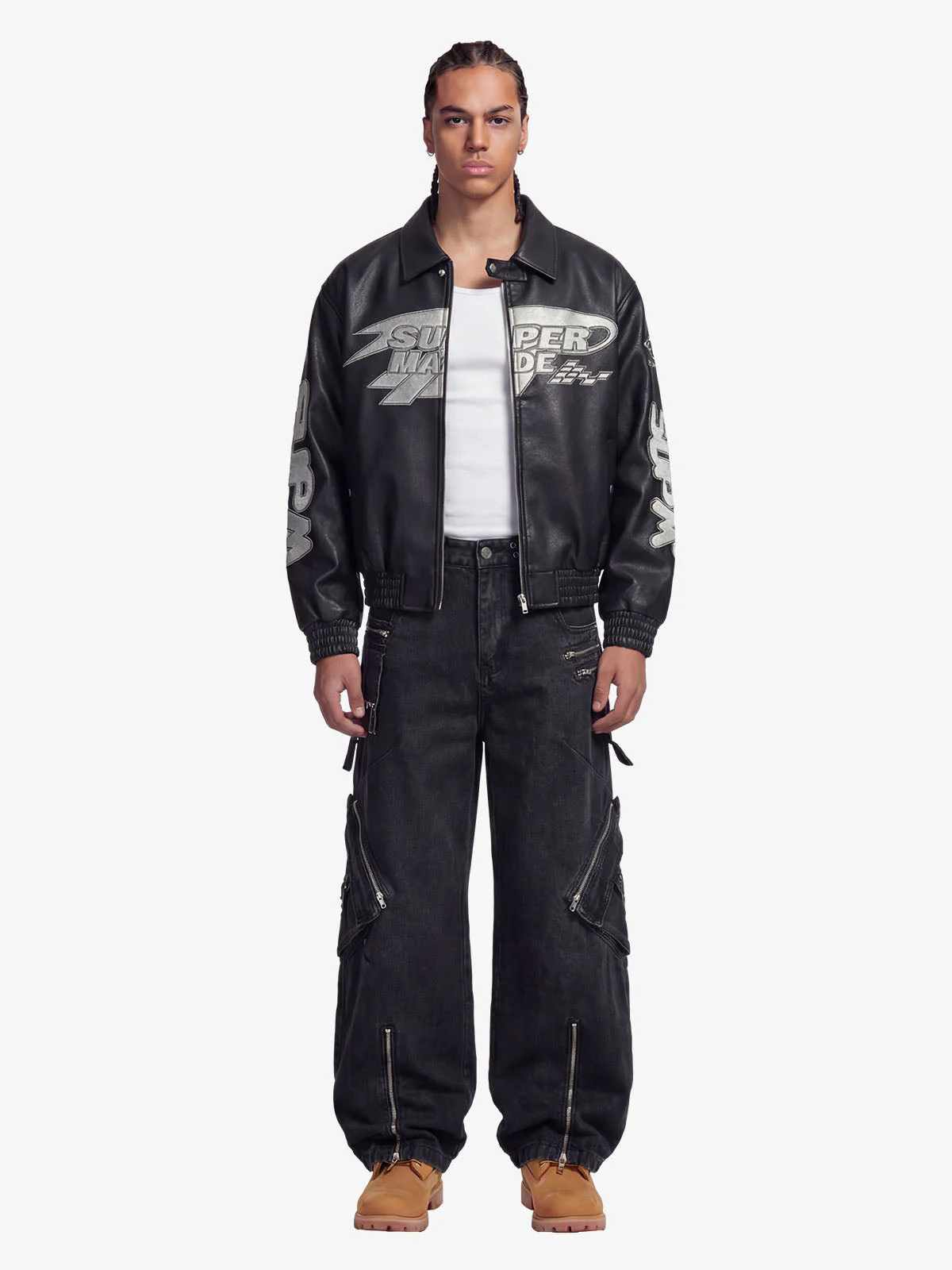 Faux Leather Vintage Street Black Air Jacket - 1821 - Image 5