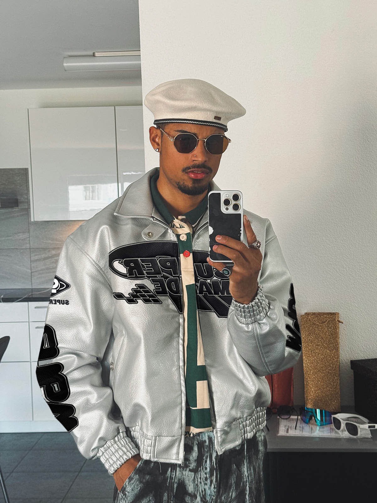 Faux Leather Vintage Street Black Air Jacket - 1821 - Image 7