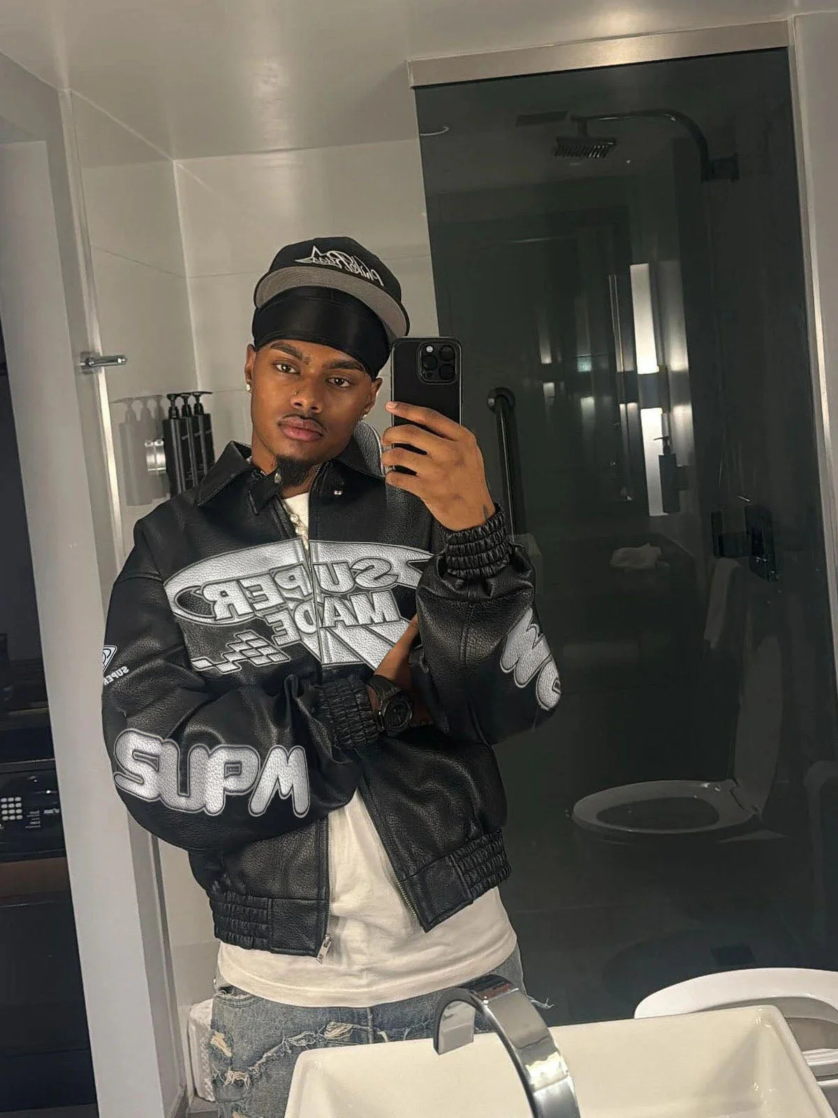 Faux Leather Vintage Street Black Air Jacket - 1821 - Image 8