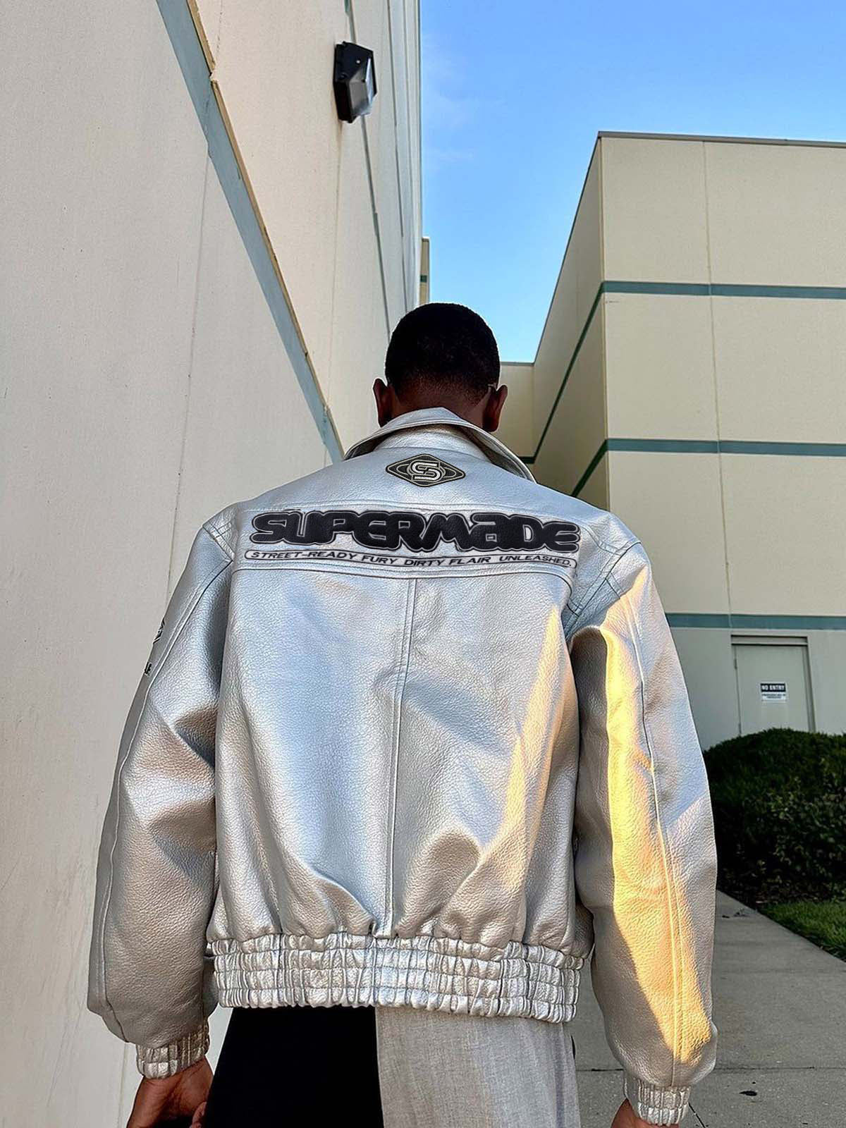 Faux Leather Vintage Street Black Air Jacket - 1821 - Image 9