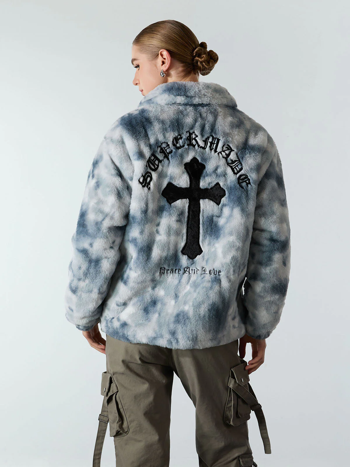 Heavy-Duty Faux Lambswool Tie-Dye Urban Jacket - 1558 - Image 11