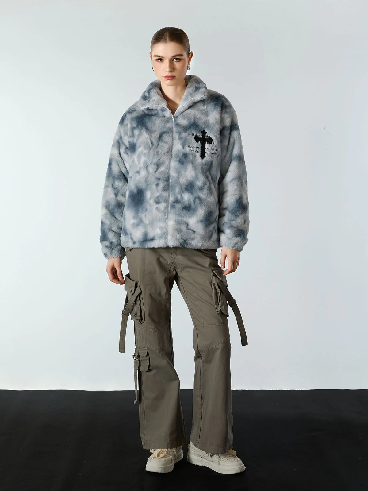 Heavy-Duty Faux Lambswool Tie-Dye Urban Jacket - 1558 - Image 12