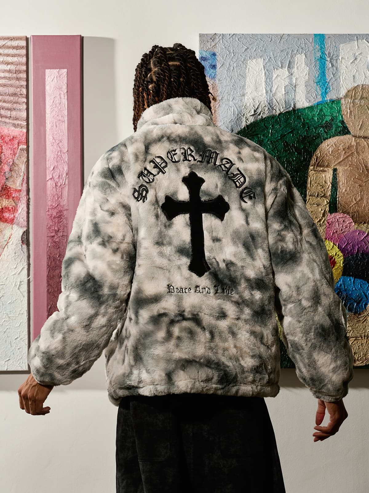 Heavy-Duty Faux Lambswool Tie-Dye Urban Jacket - 1558 - Image 4