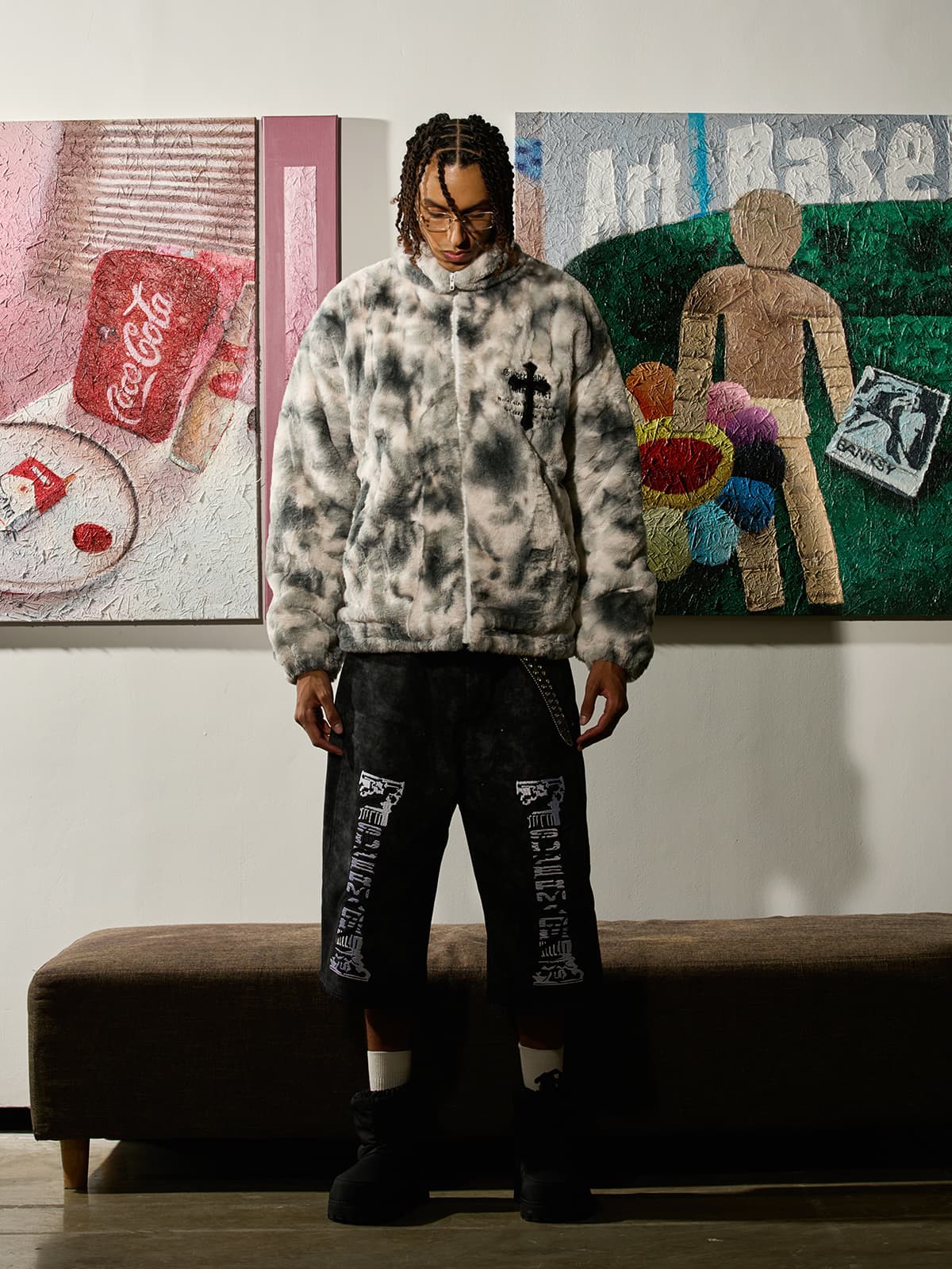 Heavy-Duty Faux Lambswool Tie-Dye Urban Jacket - 1558 - Image 6