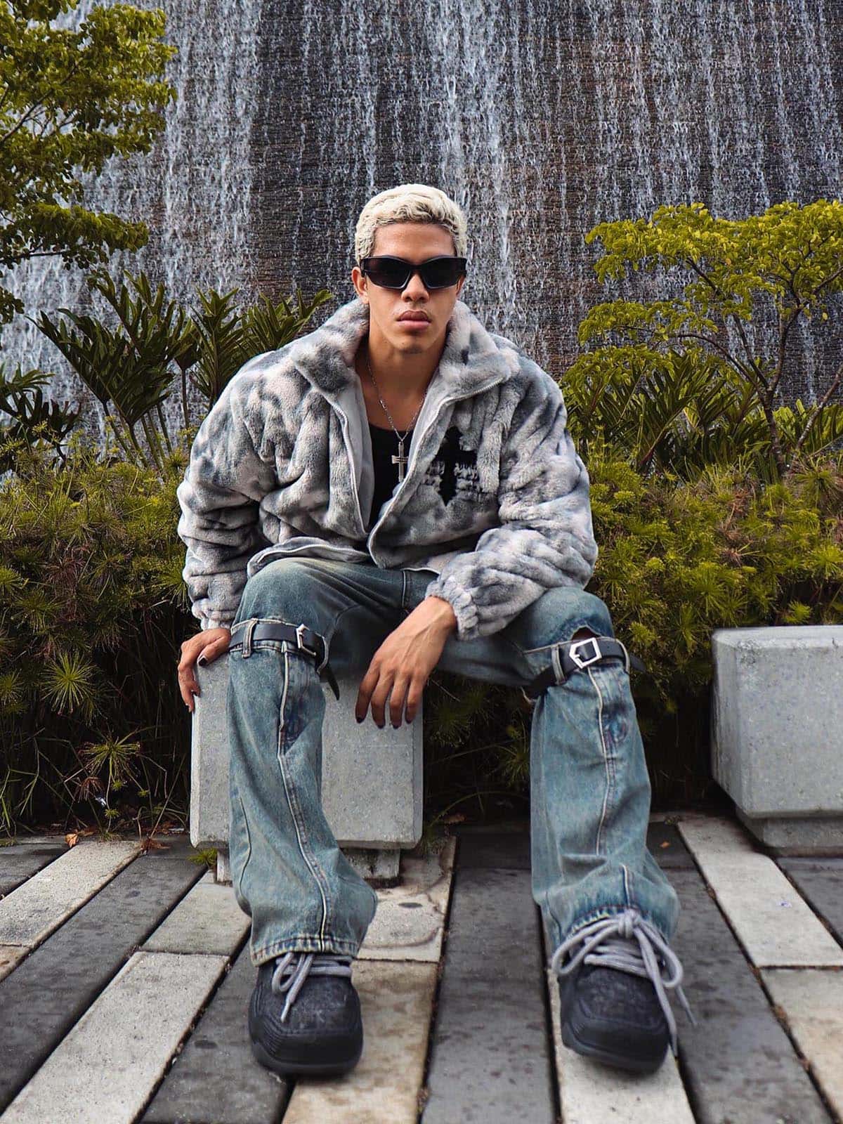 Heavy-Duty Faux Lambswool Tie-Dye Urban Jacket - 1558 - Image 7