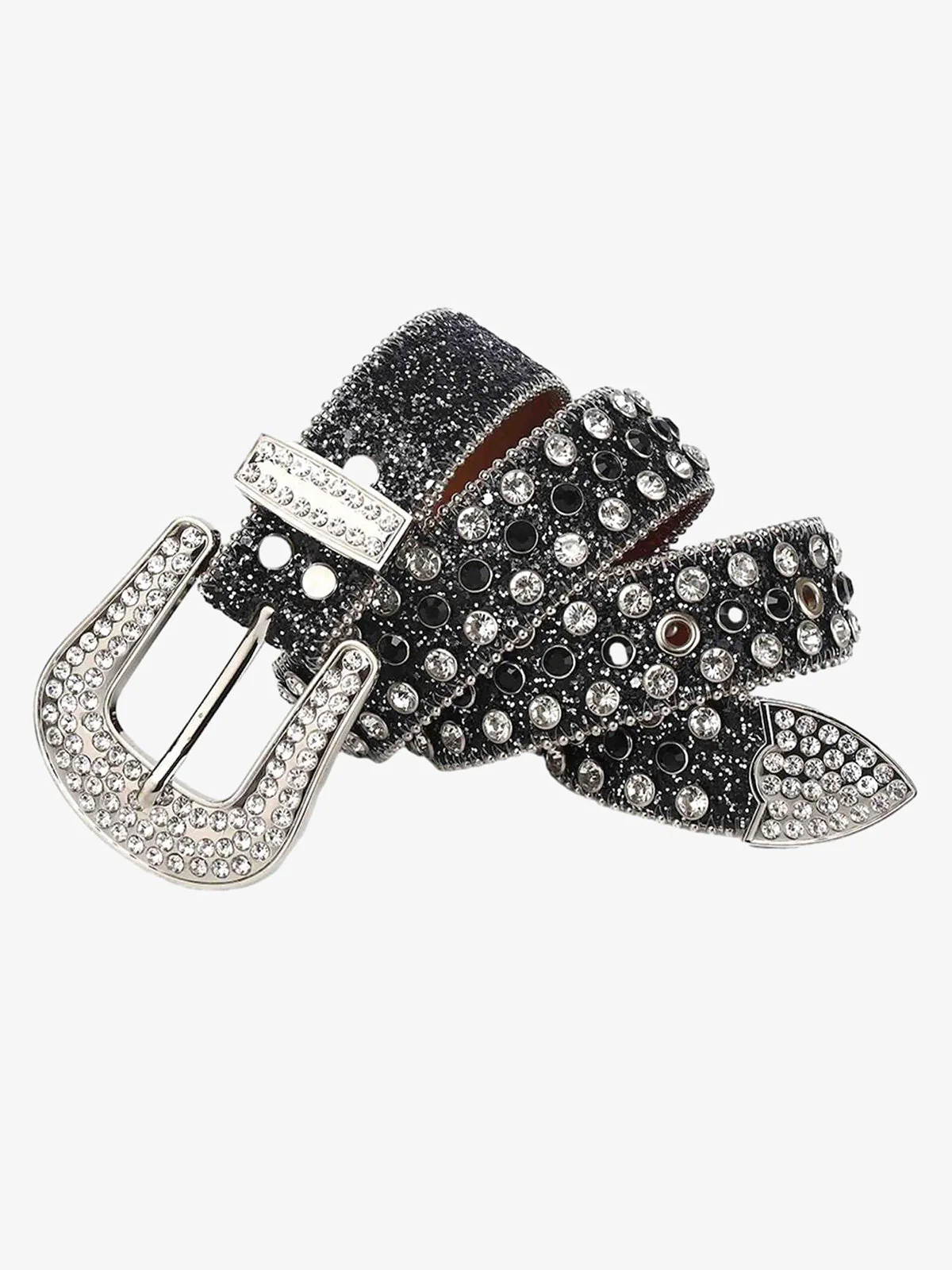 Thesupermade Studded Rhinestone Hip Hop Belt - 1691 - Image 3