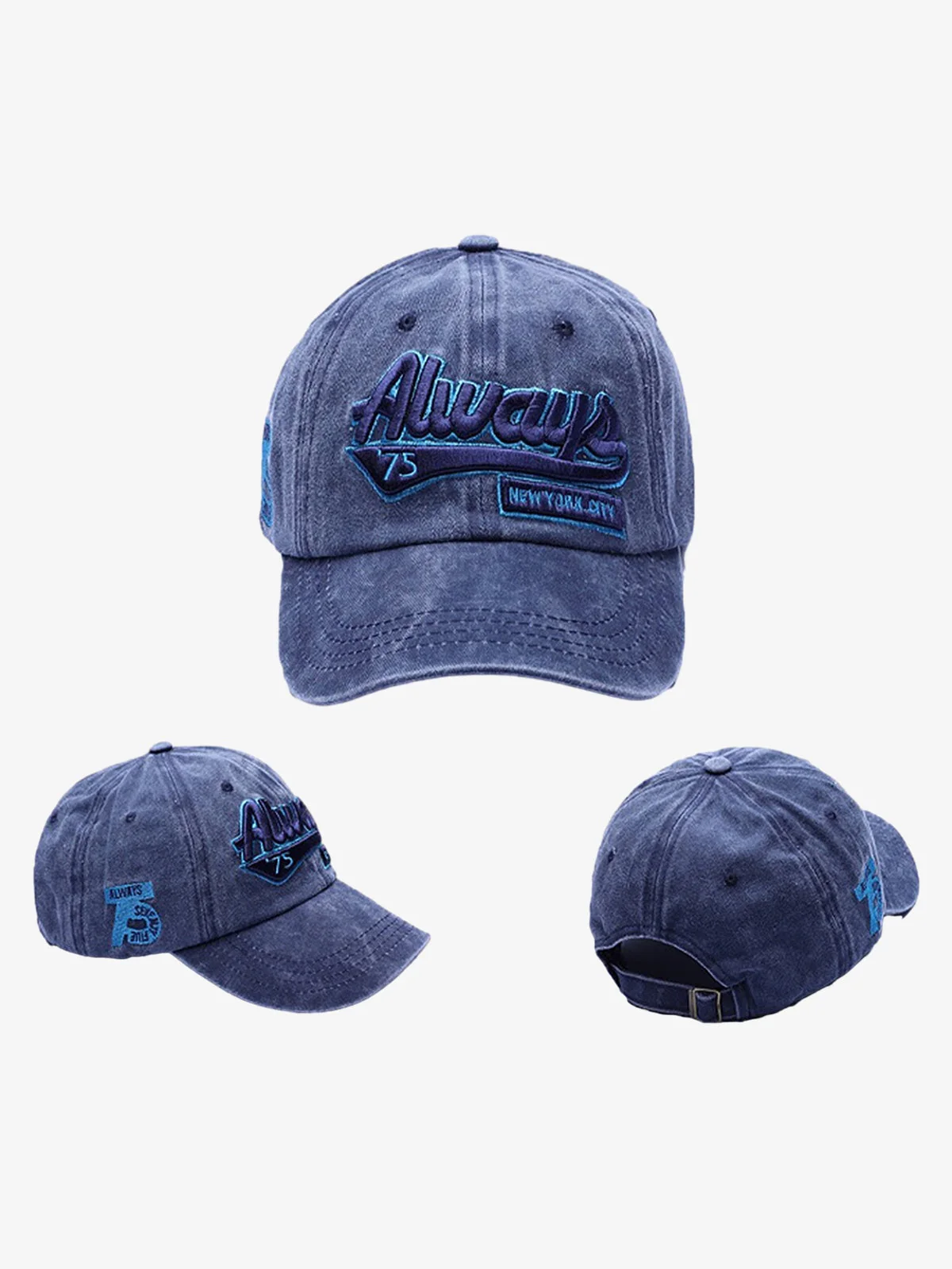 Thesupermade Vintage Embroidered Denim Washed Baseball Cap - Image 5