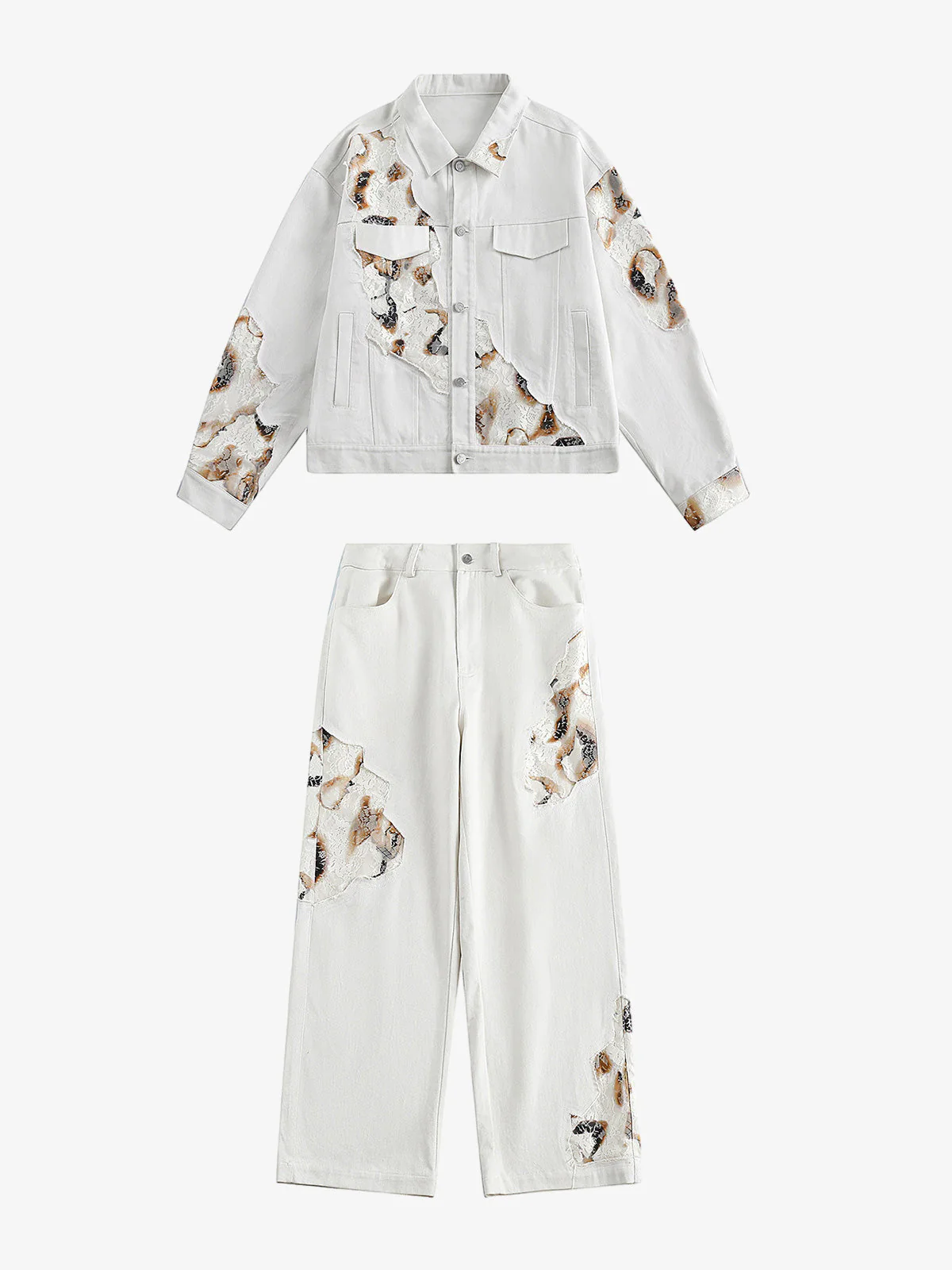 Thesupermade American Retro Lace Patchwork Jeans - Image 3