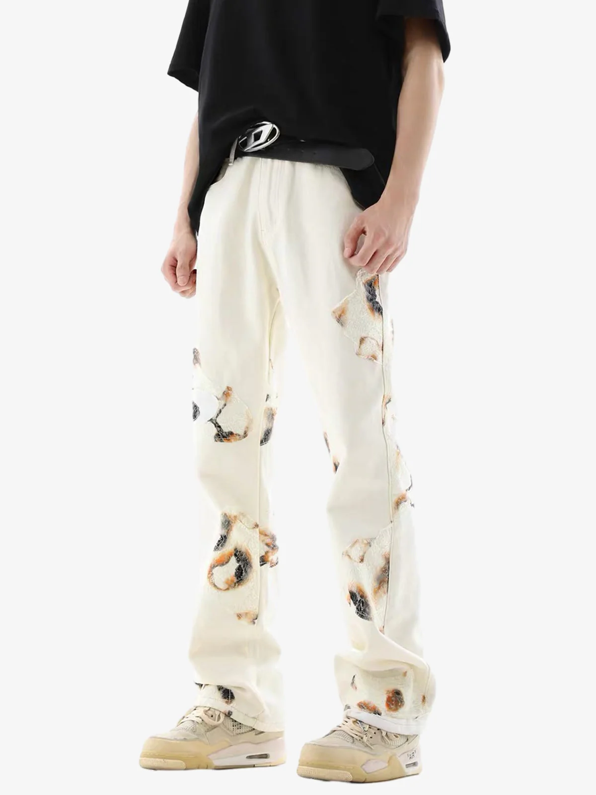 Thesupermade American Retro Lace Patchwork Jeans - Image 6