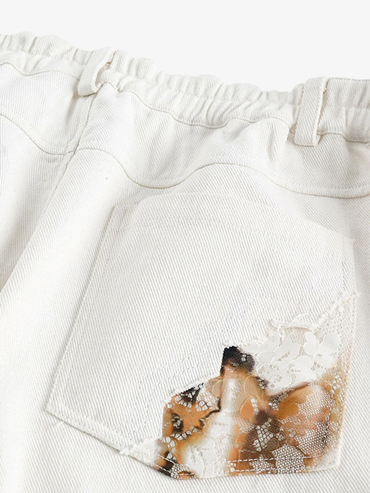 Thesupermade American Retro Lace Patchwork Jeans - Image 8