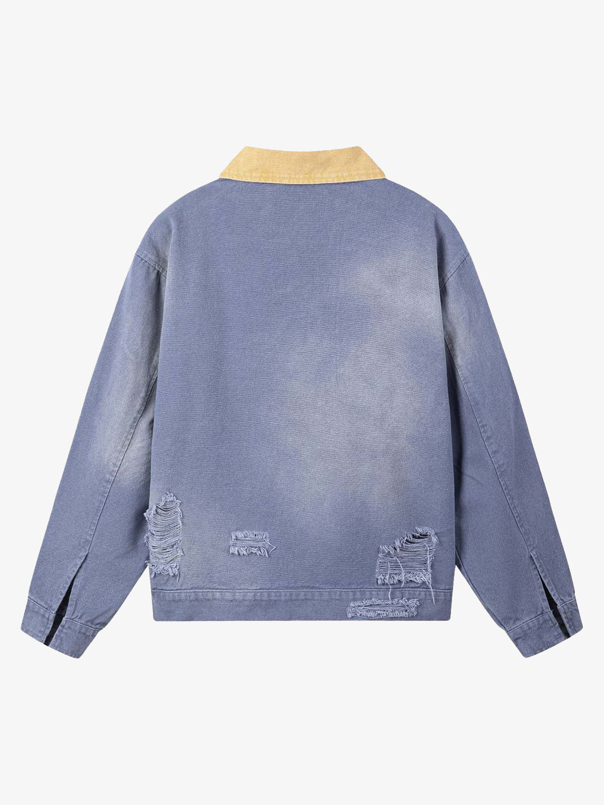 Retro Ripped Washed Contrast Color Work Jacket - Image 11