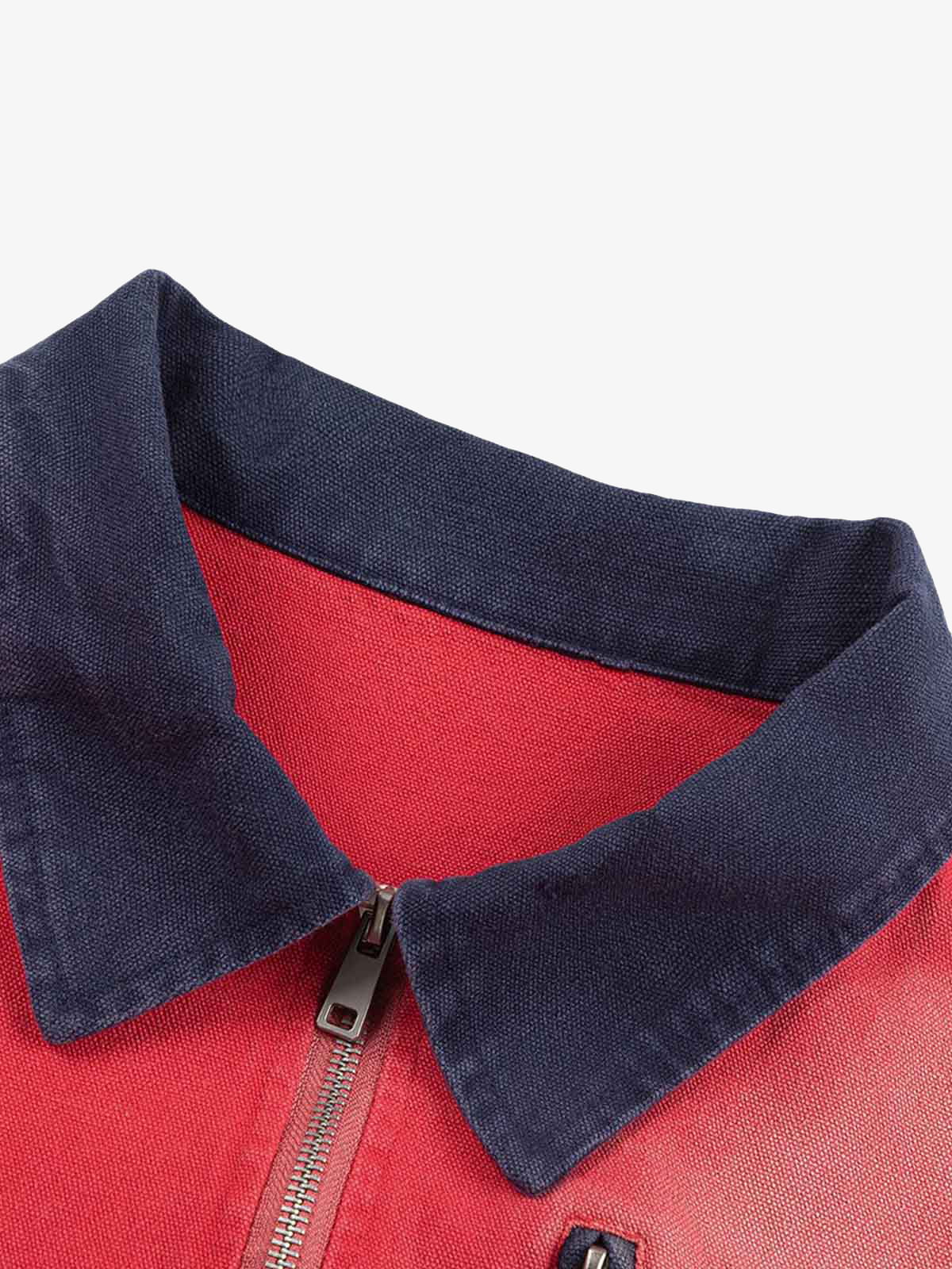 Retro Ripped Washed Contrast Color Work Jacket - Image 3