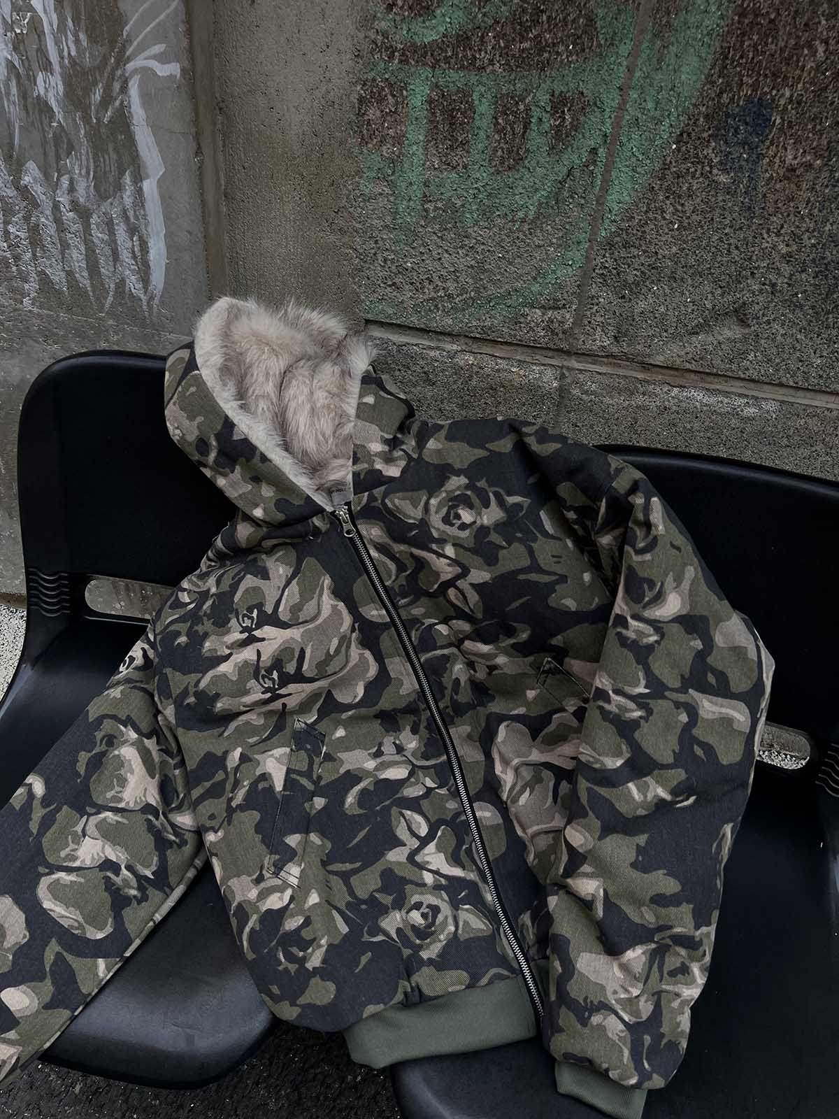 Thesupermade Camouflage Fur Hooded Jacket - 2353 - Image 3