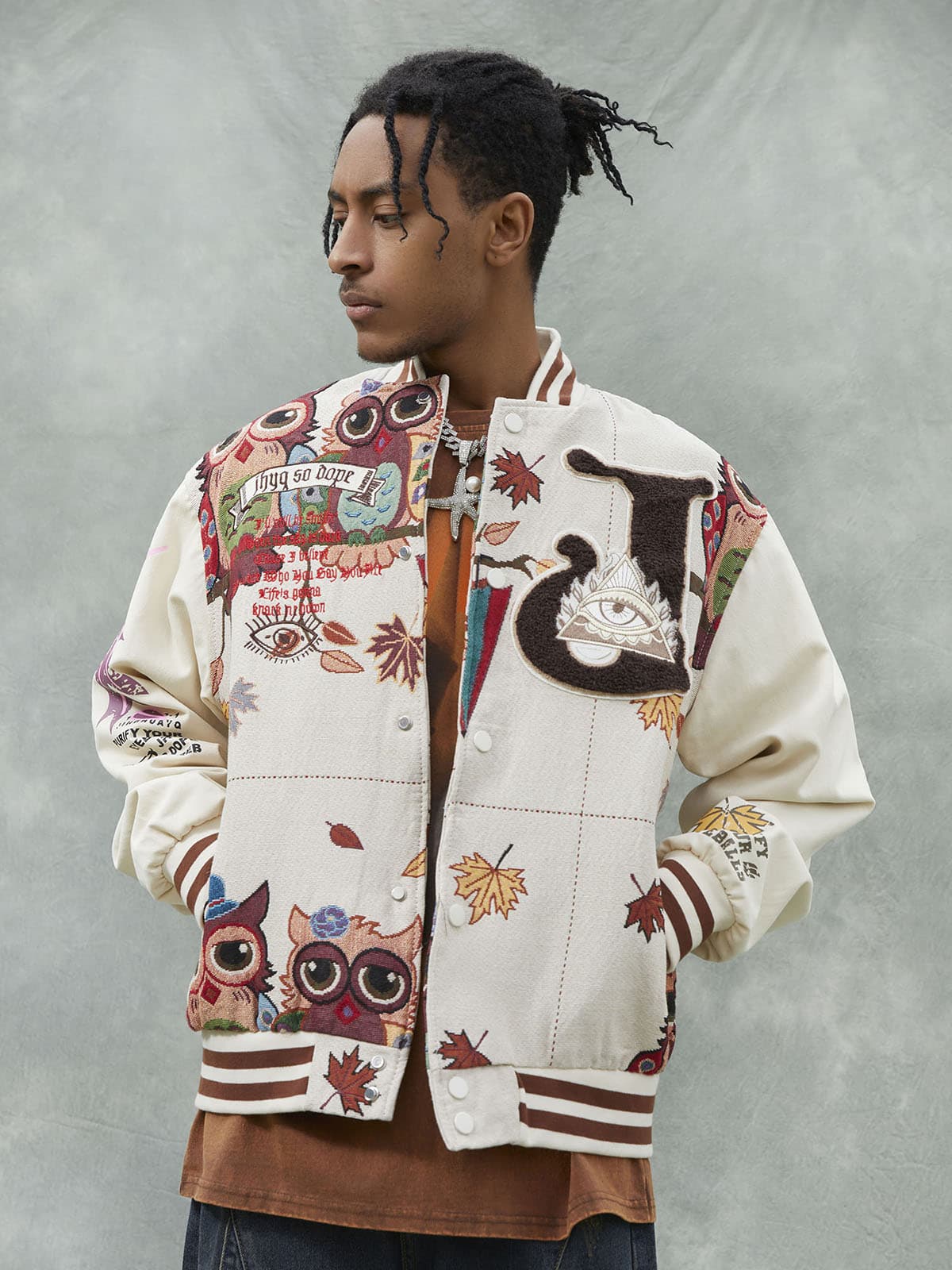 Thesupermade Owl Patch Embroidered Baseball Jersey - 2472 - Image 11