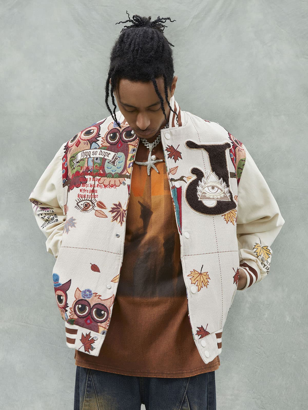 Thesupermade Owl Patch Embroidered Baseball Jersey - 2472 - Image 14