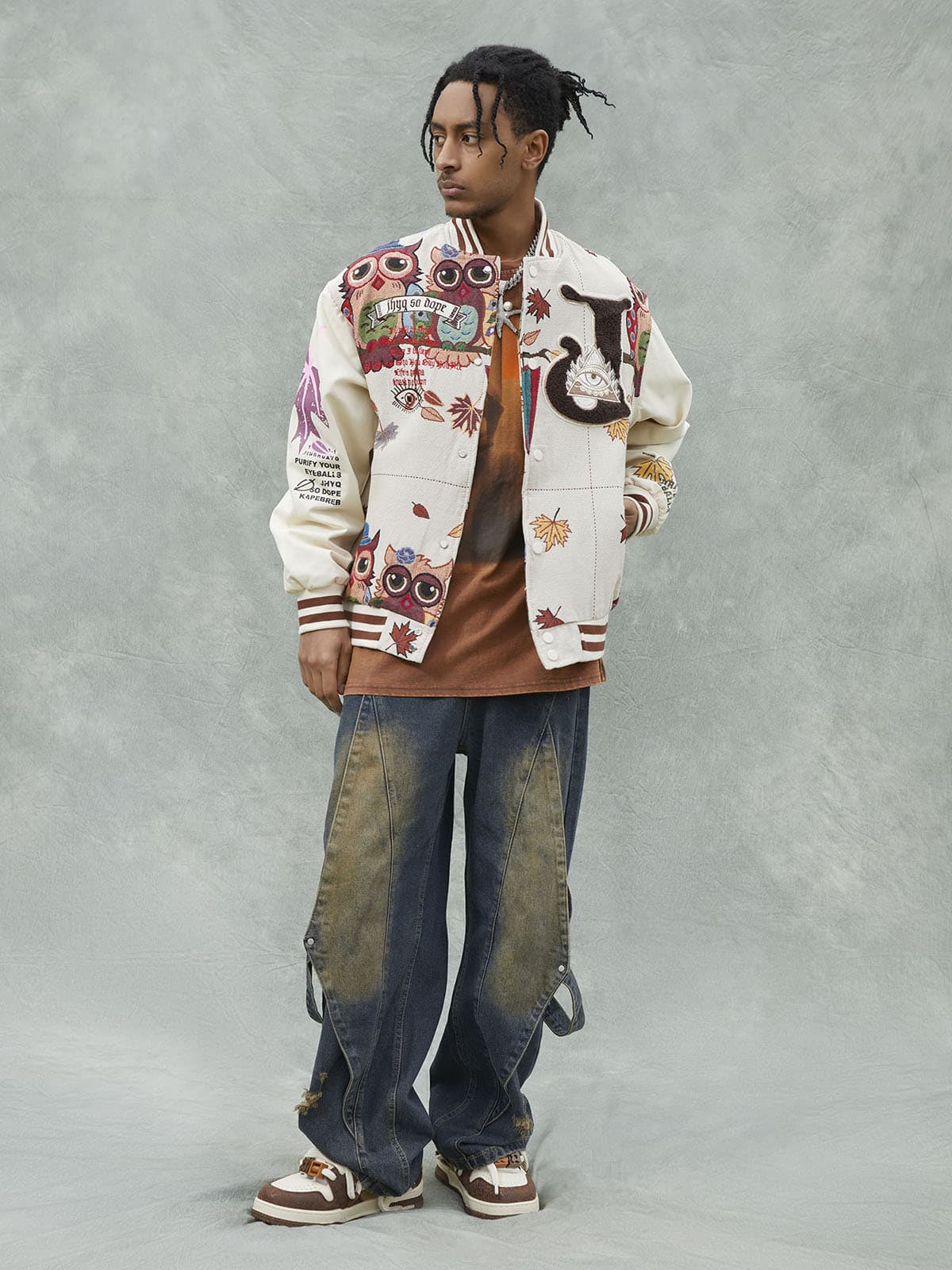 Thesupermade Owl Patch Embroidered Baseball Jersey - 2472 - Image 5