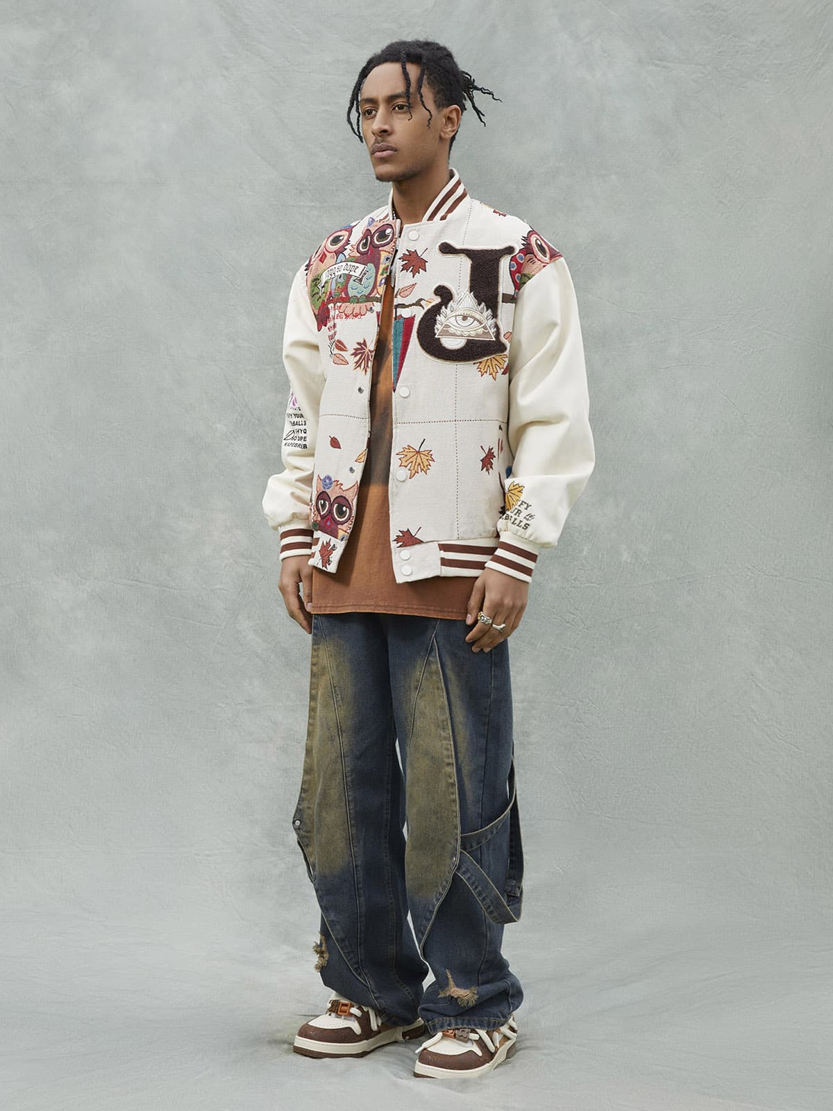 Thesupermade Owl Patch Embroidered Baseball Jersey - 2472 - Image 6