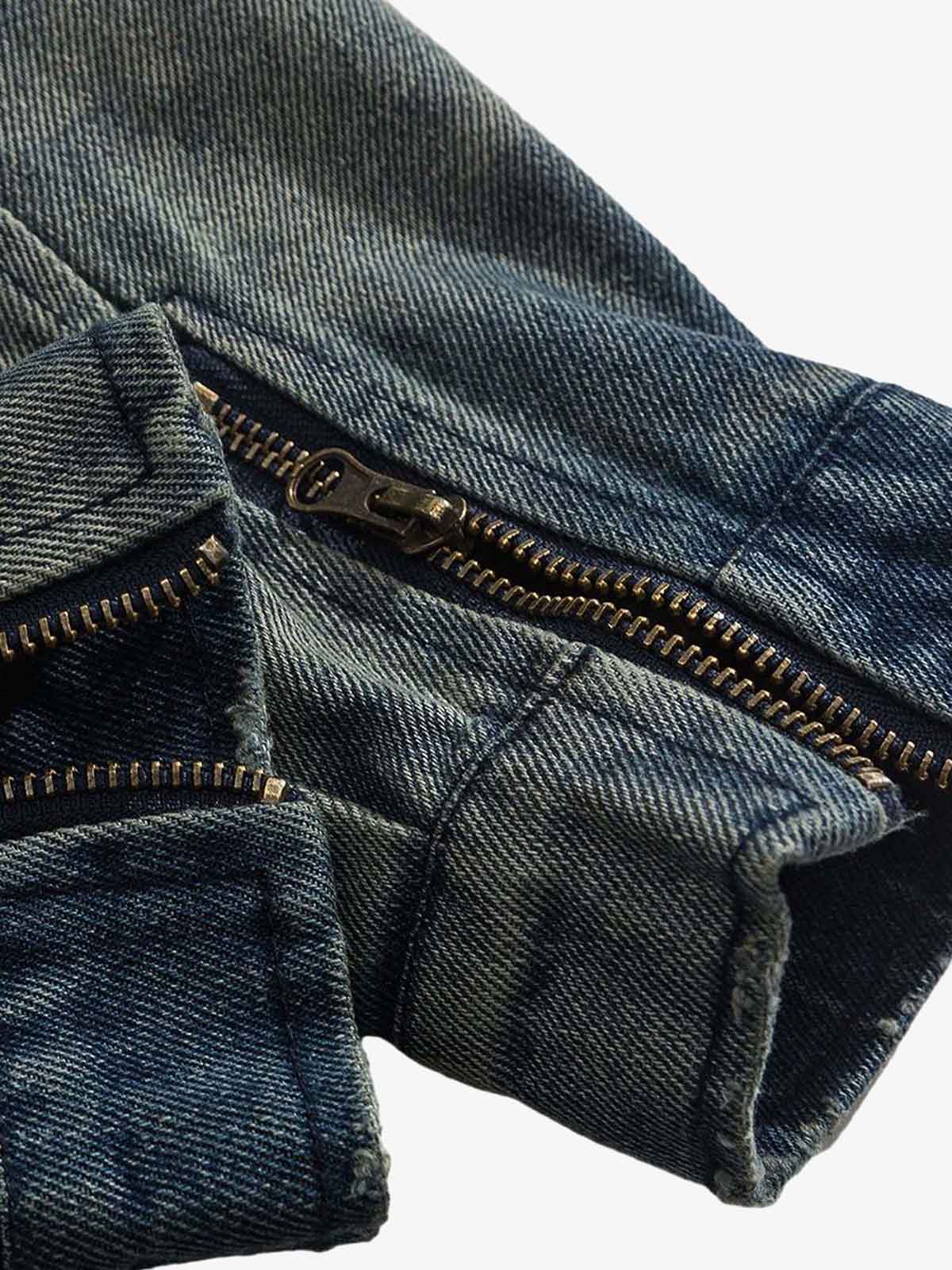 Thesupermade High Street Hip-hop Distressed Washed Denim Jacket - 2242 - Image 4