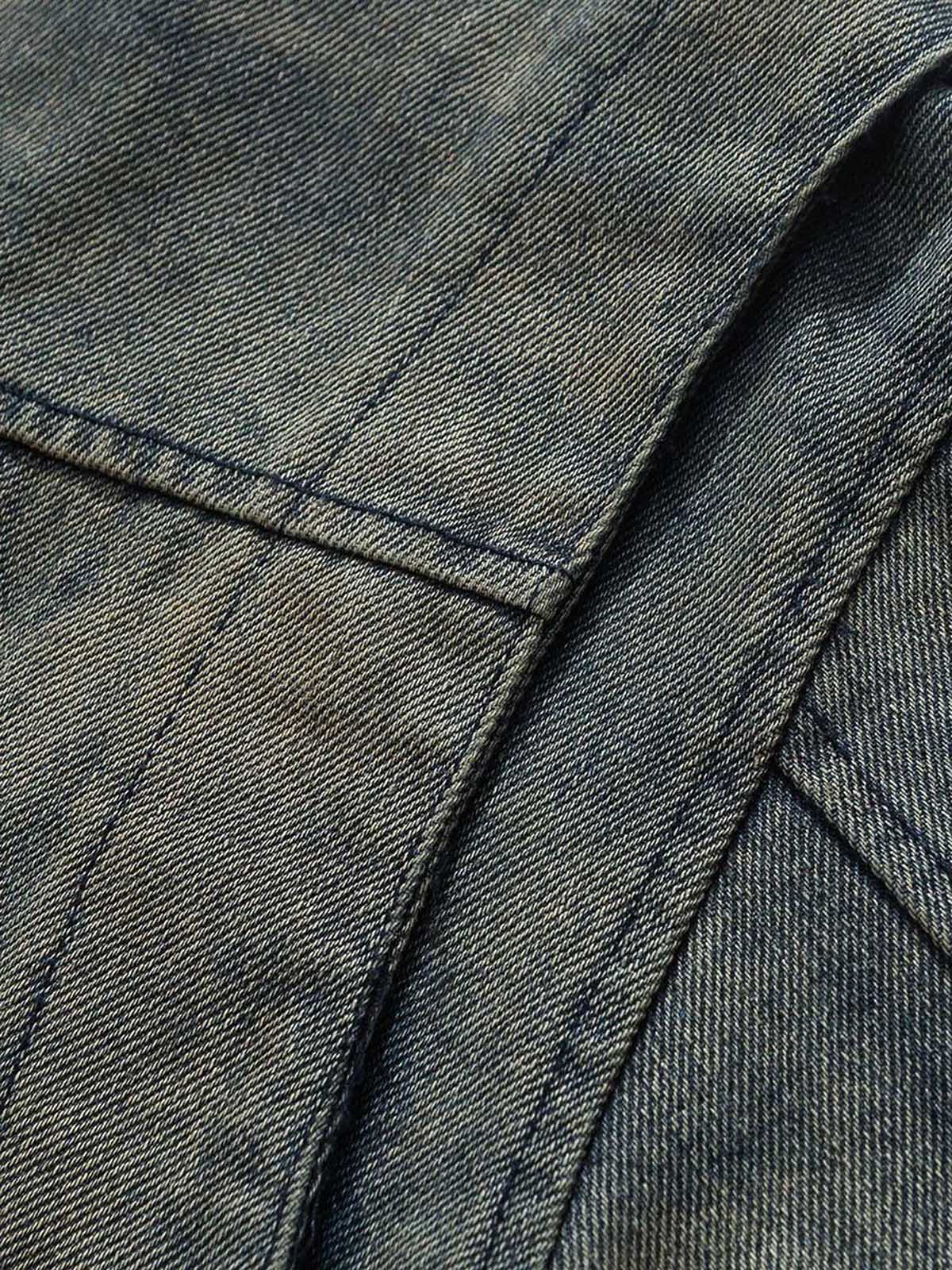 Thesupermade High Street Hip-hop Distressed Washed Denim Jacket - 2242 - Image 7