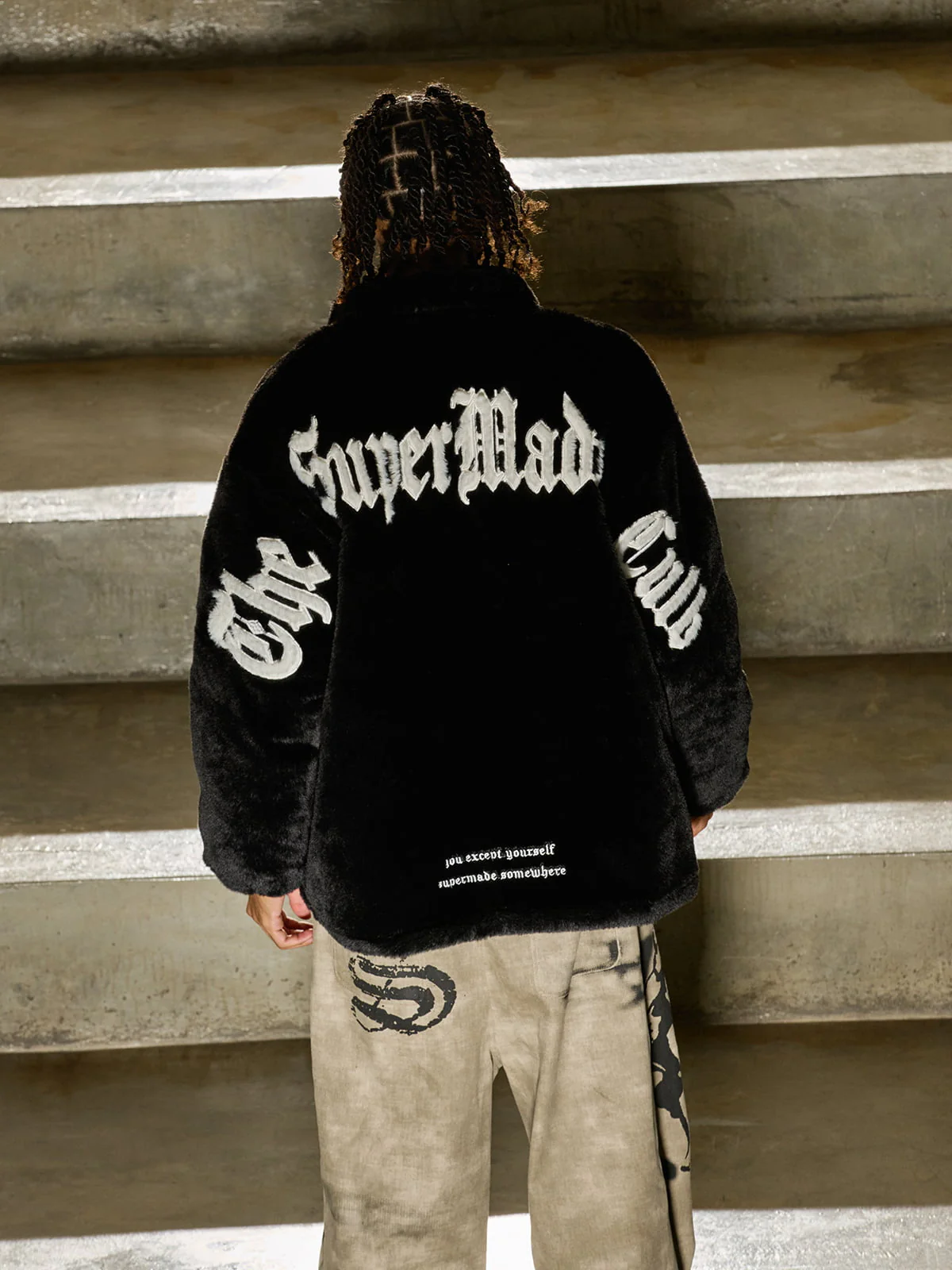 Thesupermade Street Letter Embroidered Fleece Jacket - 1838 - Image 4
