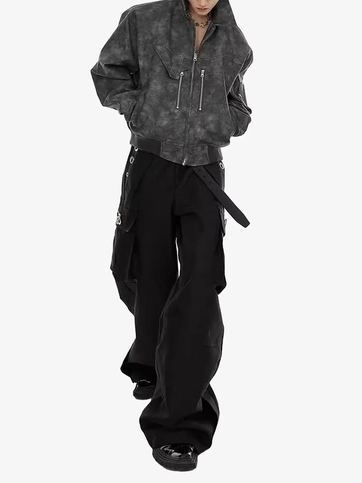 Thesupermade Vintage Motorcycle Suede Street Rap Jacket - 2232 - Image 5