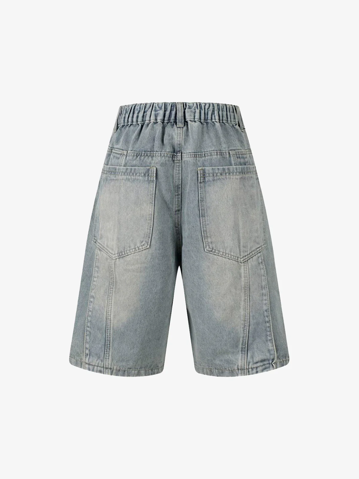 Washed Distressed Deconstructed Split Denim Shorts - Image 4