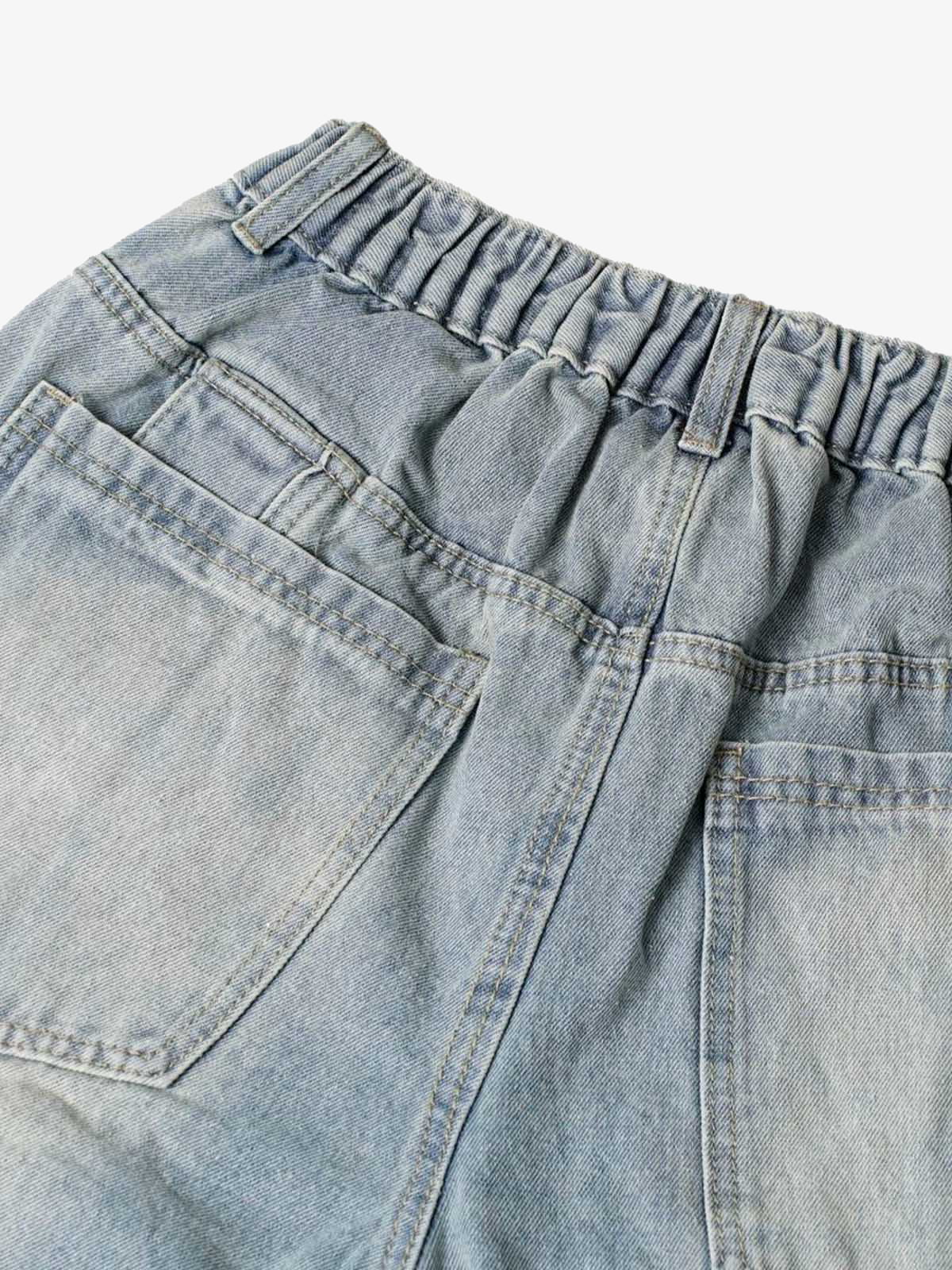 Washed Distressed Deconstructed Split Denim Shorts - Image 6