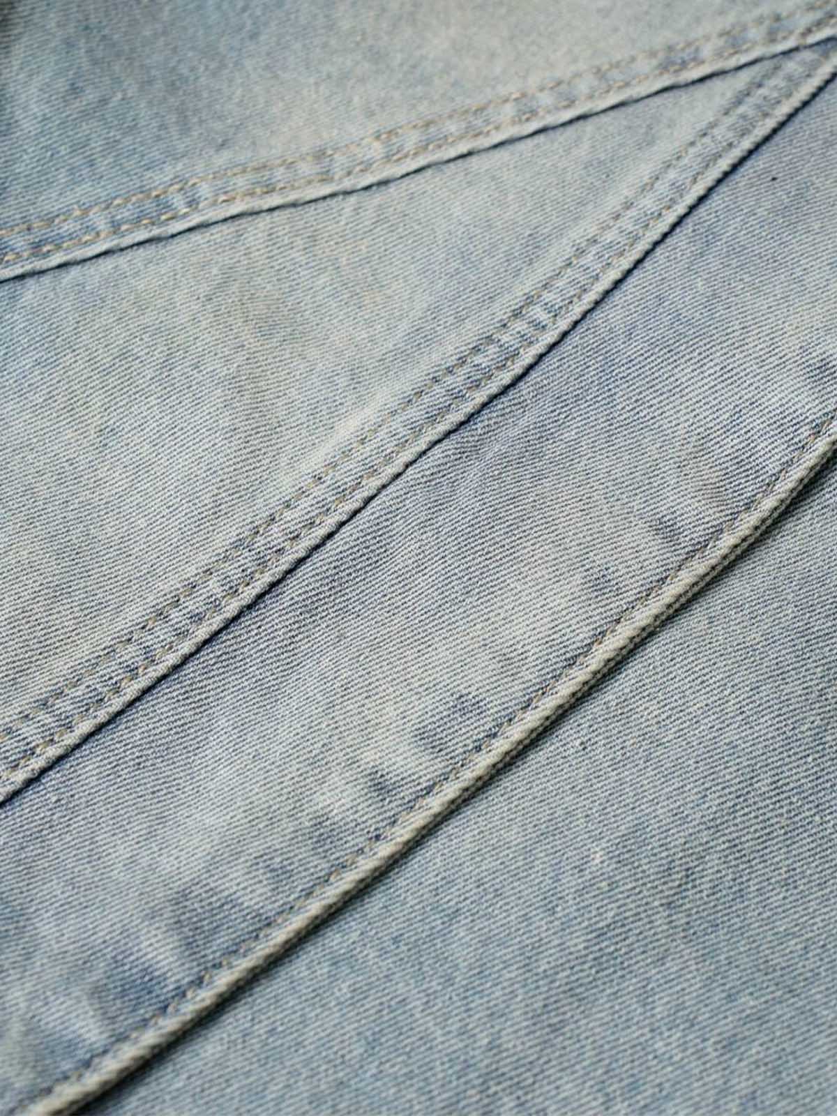Washed Distressed Deconstructed Split Denim Shorts - Image 7