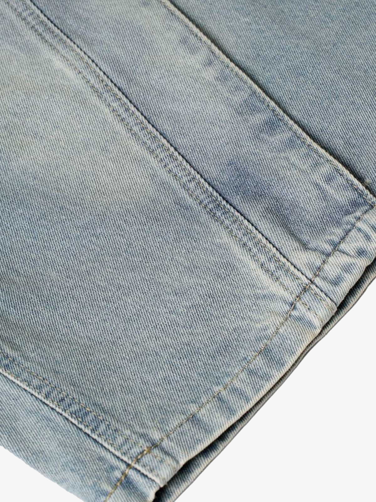 Washed Distressed Deconstructed Split Denim Shorts - Image 8