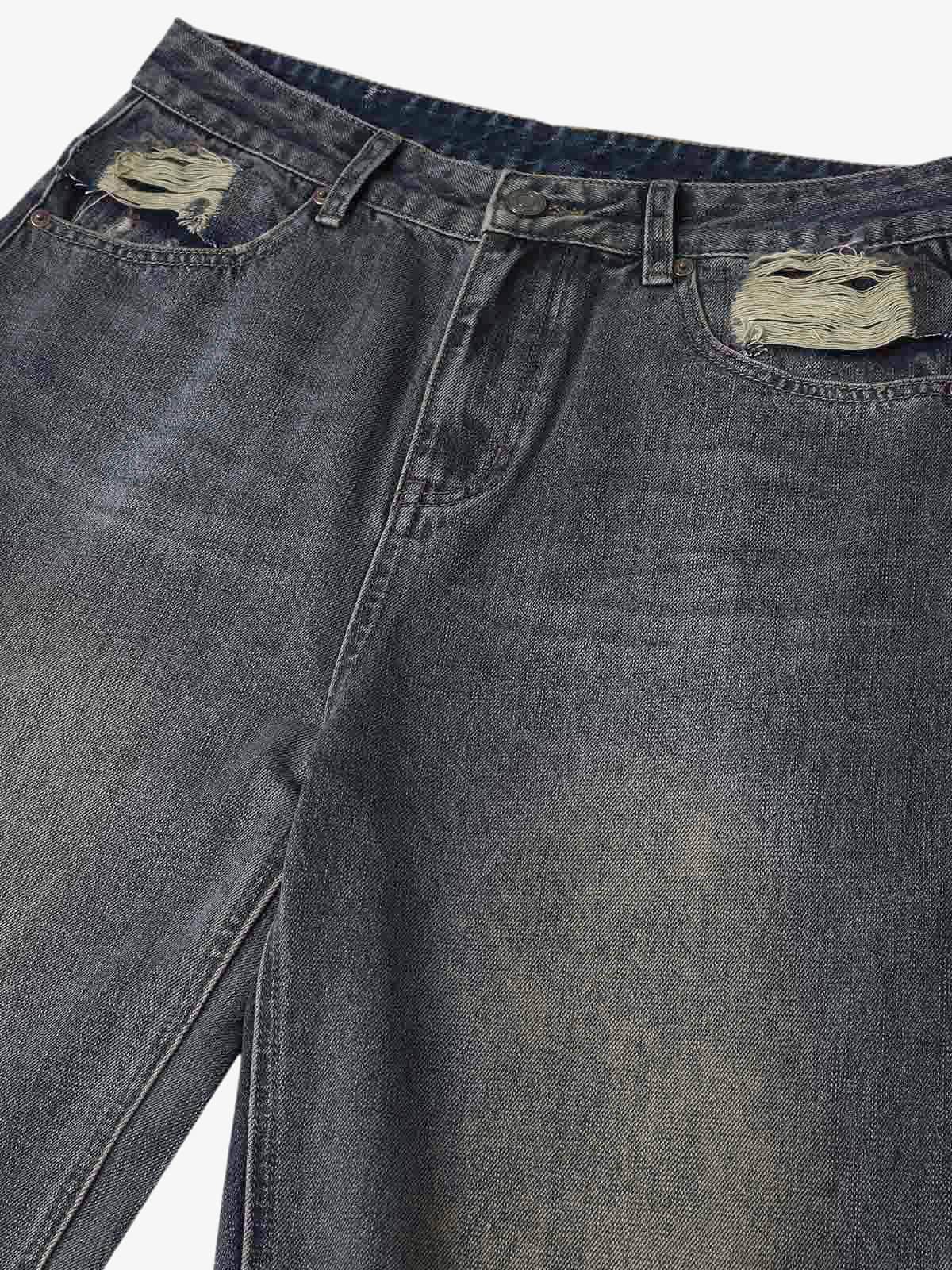 Washed Dirty-Dye Straight Jeans - 2352 - Image 7