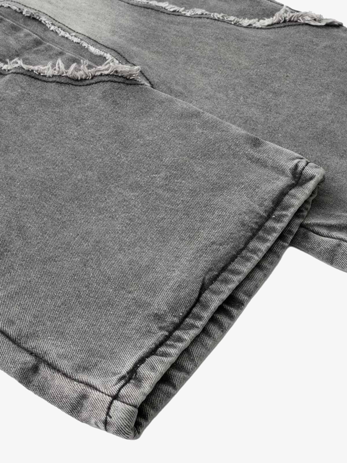 Washed Distressed Raw Edge Drawstring Jeans - Image 8