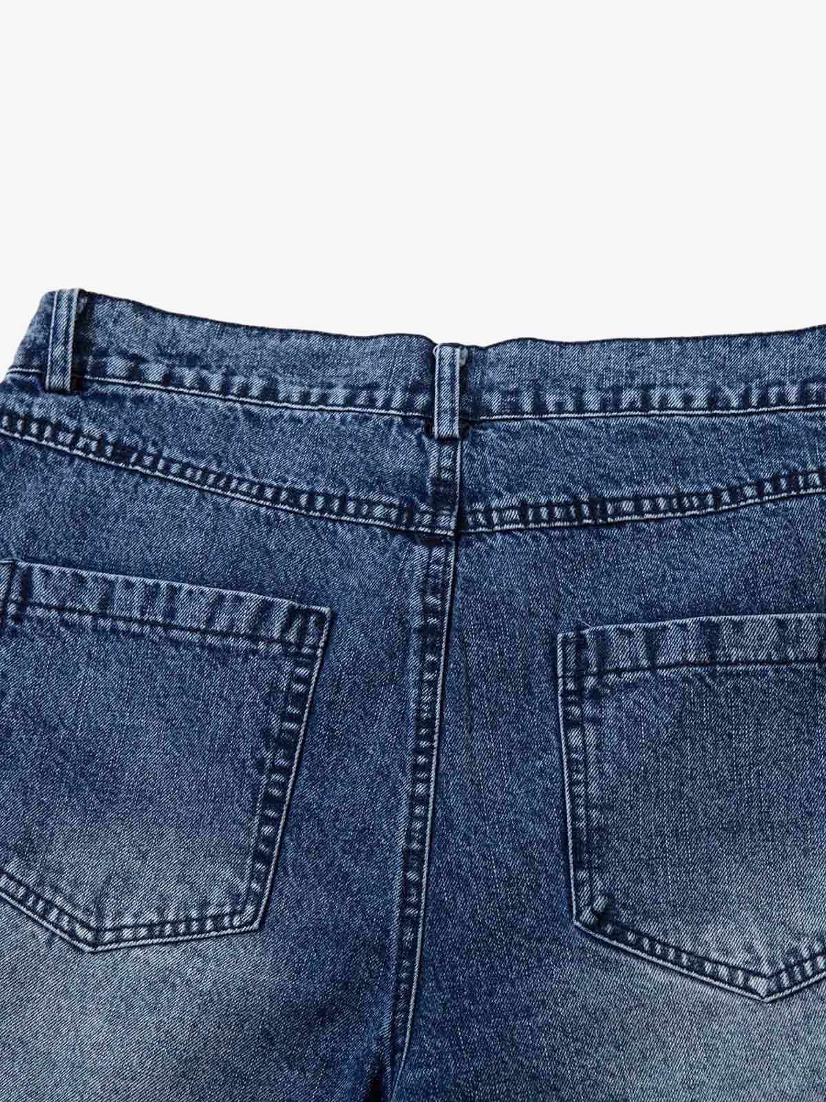 Washed  Print Straight Jeans - Image 3